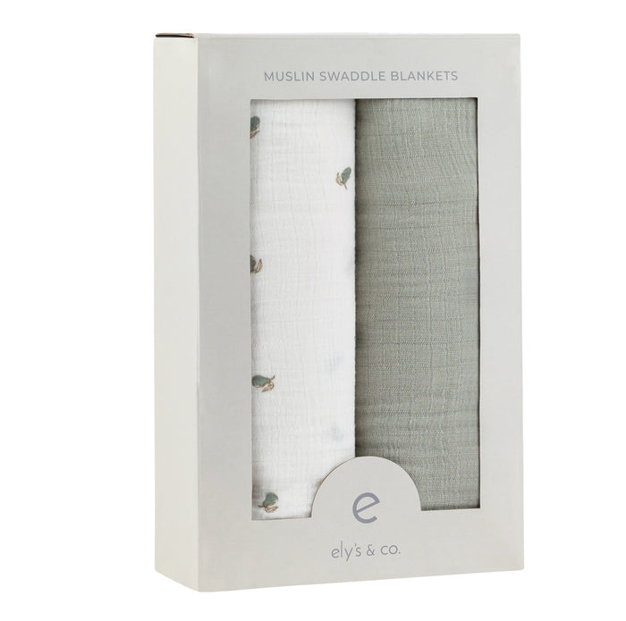 2 Pack Cotton Muslin Swaddle Blanket - Sage Pear