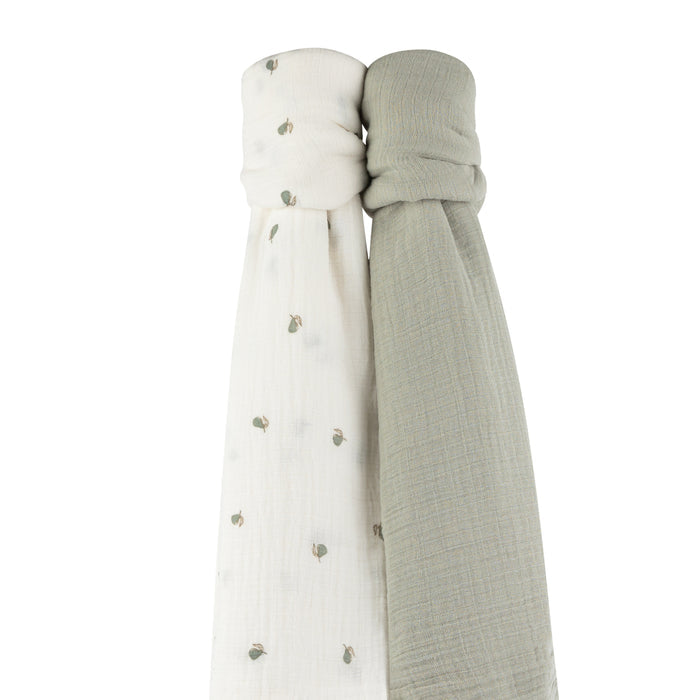 2 Pack Cotton Muslin Swaddle Blanket - Sage Pear