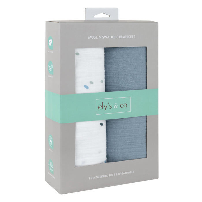 Blue Raindrops Muslin Swaddles Packaging