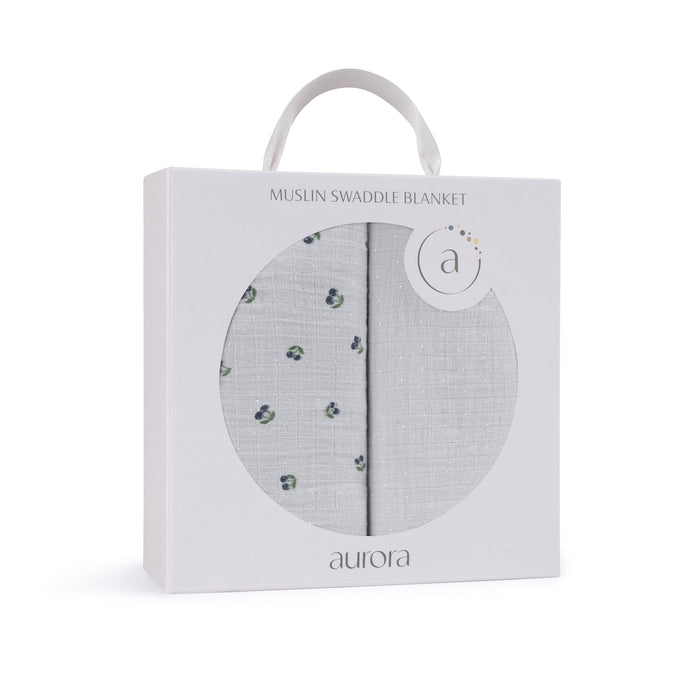 Blue muslin swaddle set packaging