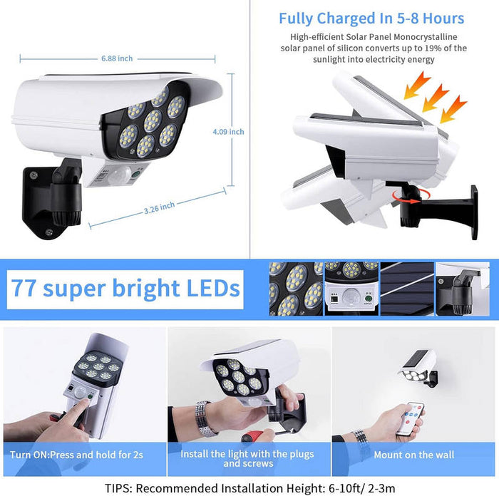 2 Pack Solar Motion Sensor Lights Outdoor, 77 LED Wireless Flood Security Spotlights for Yard, Garden, Driveway