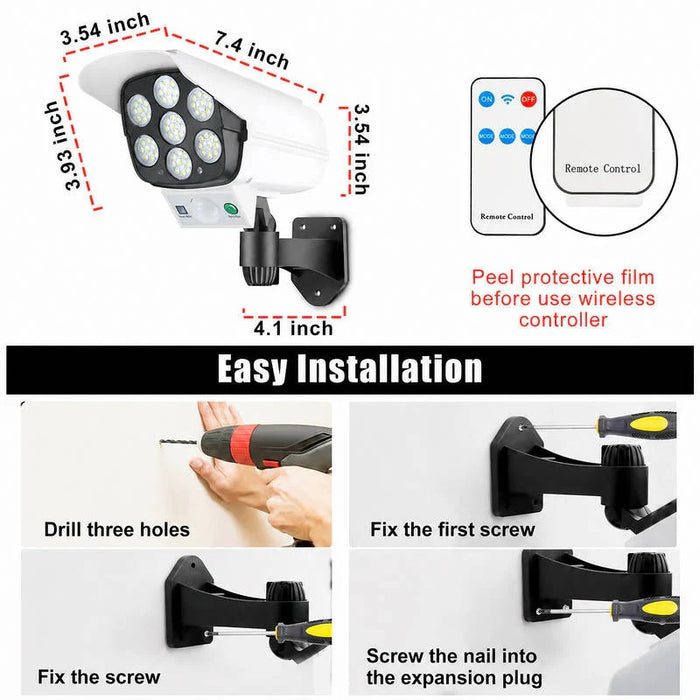 2 Pack Solar Motion Sensor Lights Outdoor, 77 LED Wireless Flood Security Spotlights for Yard, Garden, Driveway