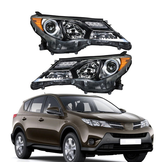 2013-2015 Toyota RAV4 Halogen Headlights, Crystal Clear Lens Assembly, Left & Right Side Pair, Direct OEM Fit
