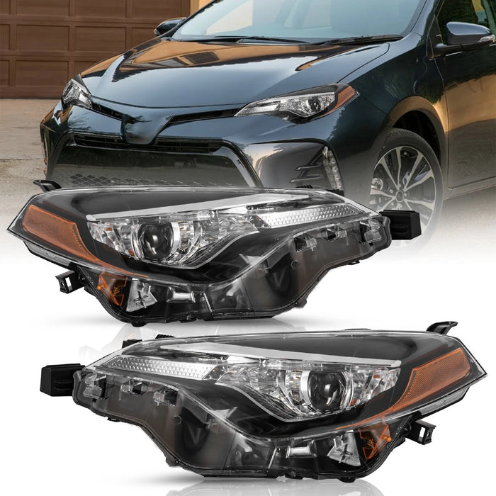 2017-2019 Toyota Corolla (L, LE, LE Eco) Factory Style Headlights, Complete Pair (Left + Right)