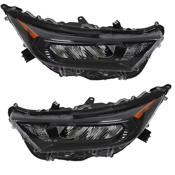 2019-2022 Toyota RAV4 LE XLE LED Headlights, Chrome & Black Housing Assembly, Left & Right Side Pair, Direct OEM Fit