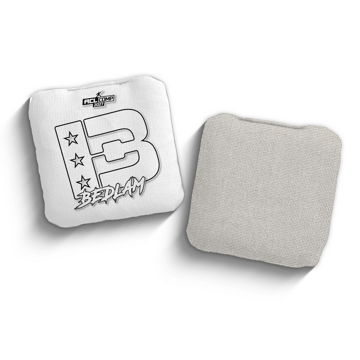 2027 Brotherhood Cornhole Bedlam White Outline Edition ACL Comp Stamped Cornhole Bags