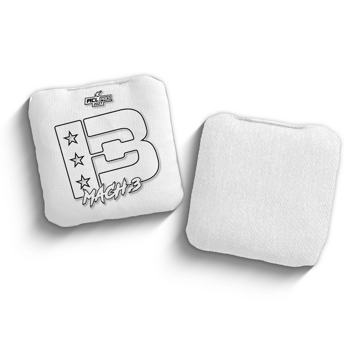 2027 Brotherhood Cornhole Mach 3 White Outline Edition ACL Pro Stamped Cornhole Bags