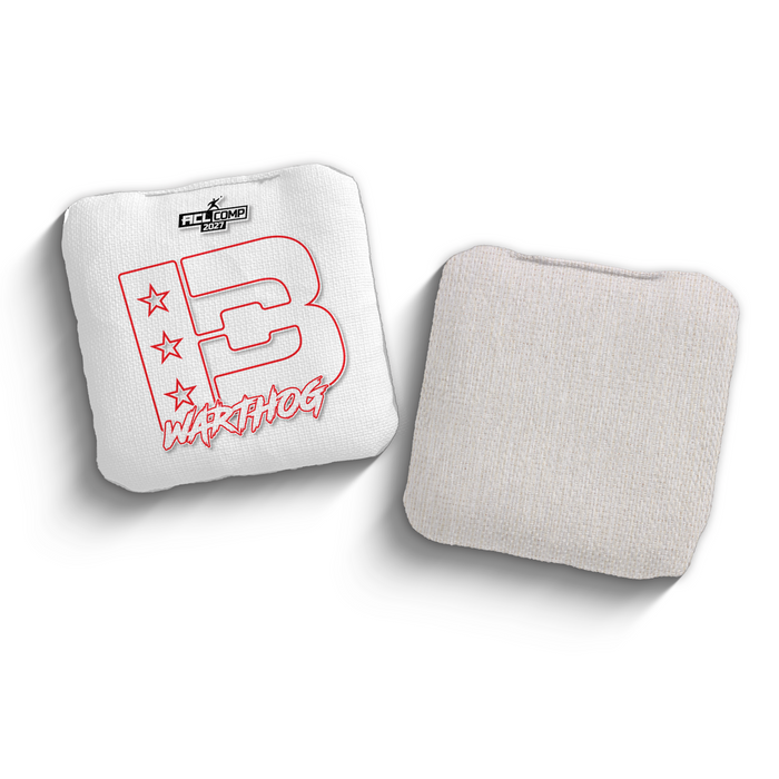 2027 Brotherhood Cornhole Warthog White Outline Edition ACL Comp Stamped Cornhole Bags