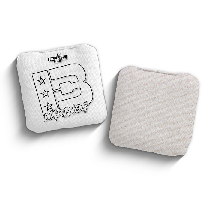 2027 Brotherhood Cornhole Warthog White Outline Edition ACL Comp Stamped Cornhole Bags