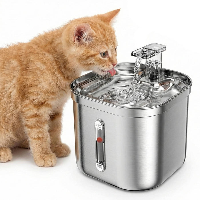 2.2L Stainless Steel Cat Water Fountain - Quiet, Filtered, Easy Clean