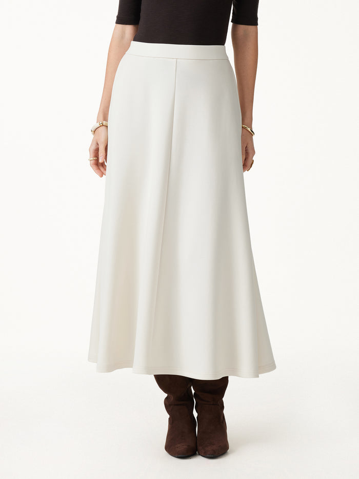 OGLmove 2Pcs Set Mock Neck Cap Sleeve Top & Umbrella Midi Skirt with Pockets