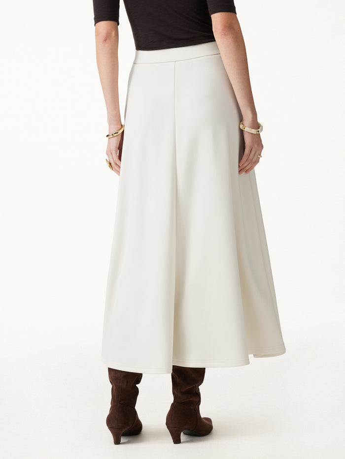 OGLmove 2Pcs Set Mock Neck Cap Sleeve Top & Umbrella Midi Skirt with Pockets