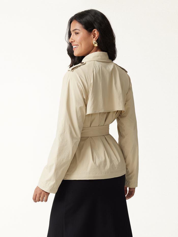 OGLmove 2Pcs Set Trench Jacket with Pockets & Water-Repellent High-Rise Skort
