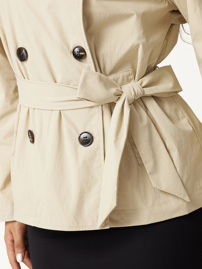OGLmove 2Pcs Set Trench Jacket with Pockets & Water-Repellent High-Rise Skort