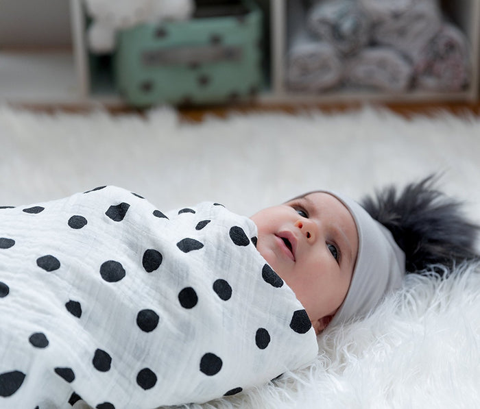 3 Pack Cotton Muslin Swaddle Blanket - Black & White Abstract