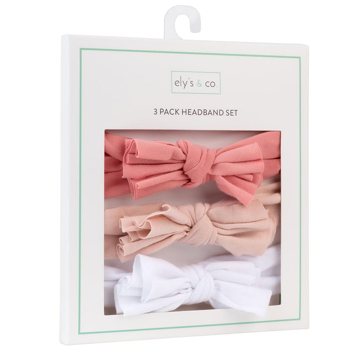 3 Pack Headband Set - Dusty Rose, Blush Pink & White