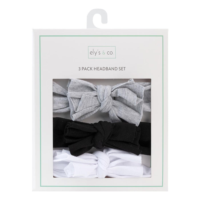 3 Pack Headband Set - Heather Grey, Black & White