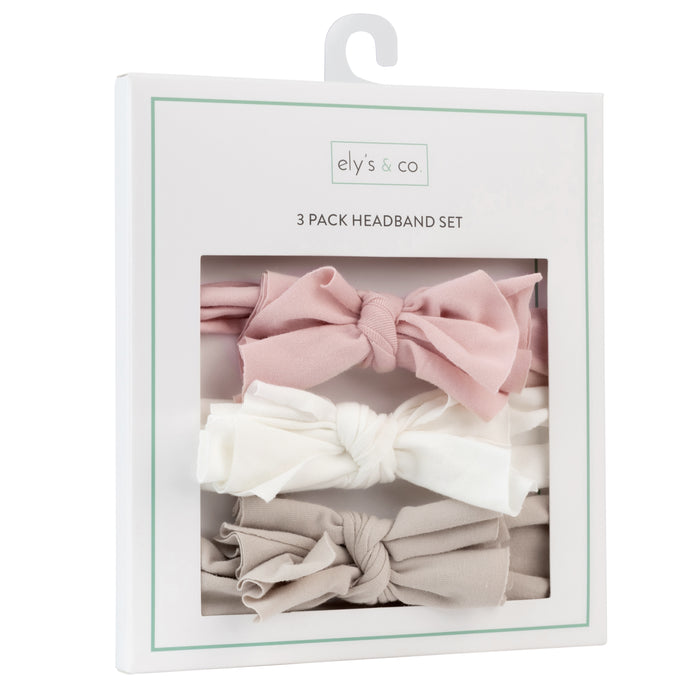 3 Pack Headband Set - Tan, Blush Pink & Ivory