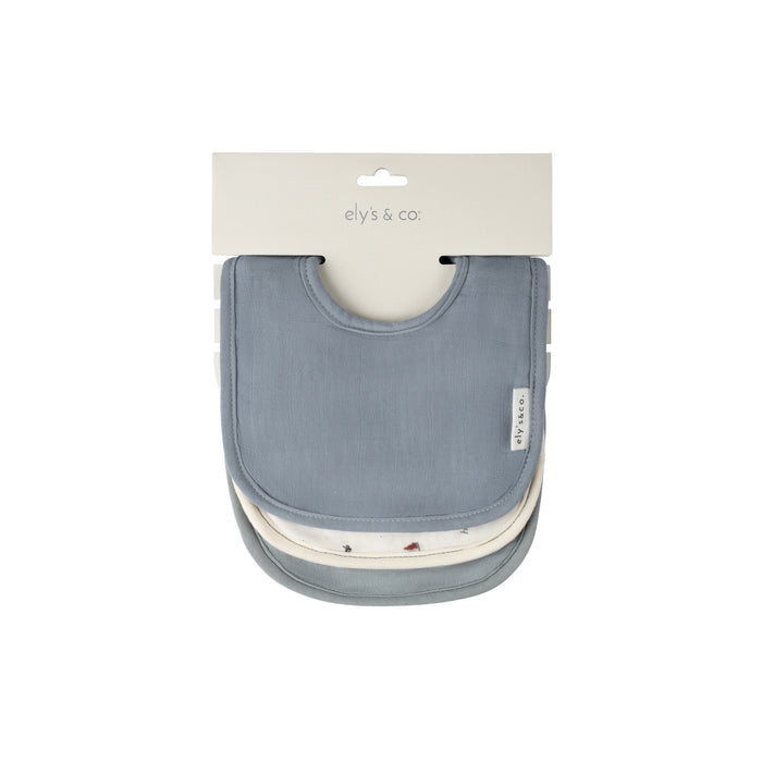 3-Pack Blue Nautical Baby Bibs