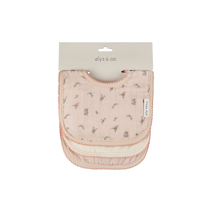 Pink Gingko Muslin Terry Bib Set