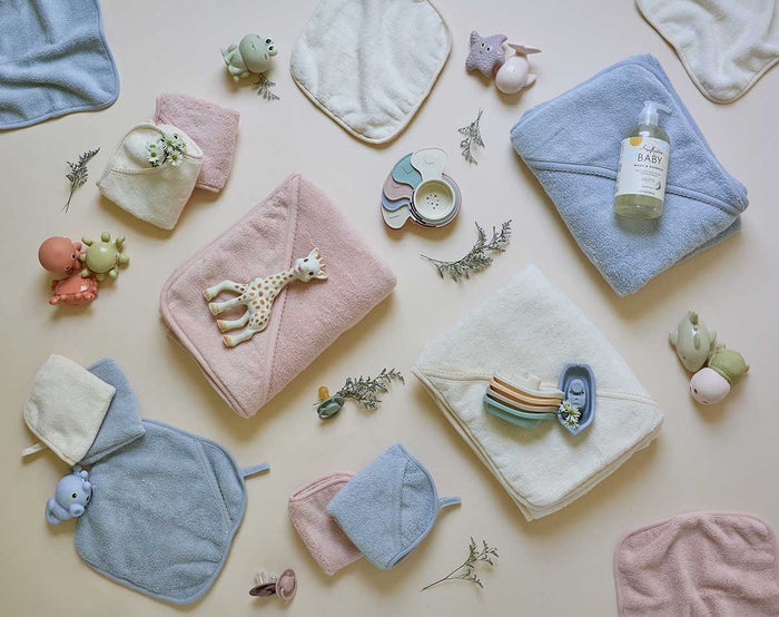 Blue cotton terry washcloths
