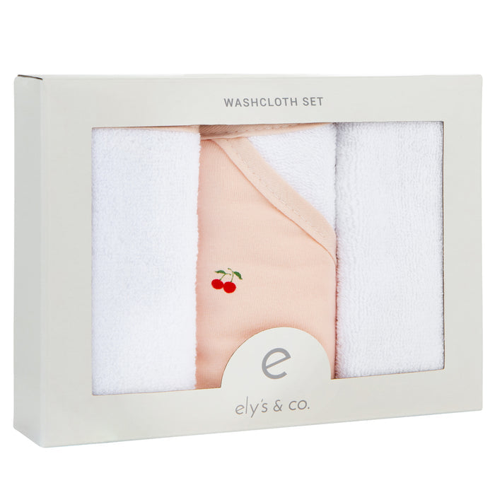 Gift ready Washcloth Set - Pink Cherries