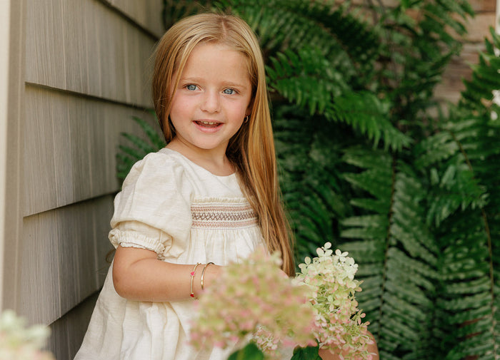 3/4 Sleeve Smocked Linen Dress – Stitch Collection