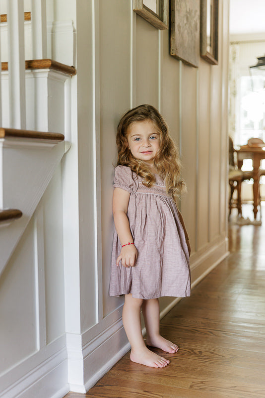 3/4 Sleeve Smocked Linen Dress – Stitch Collection