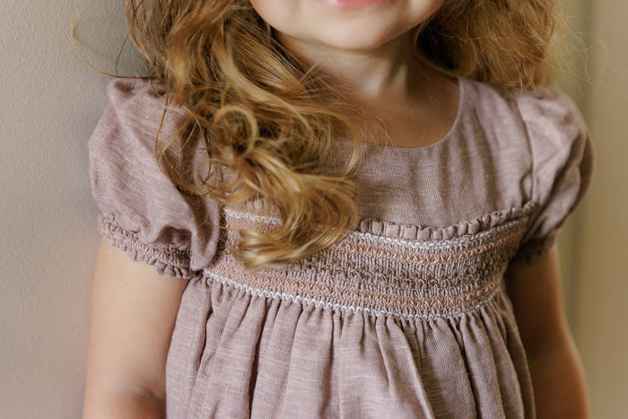 3/4 Sleeve Smocked Linen Dress – Stitch Collection