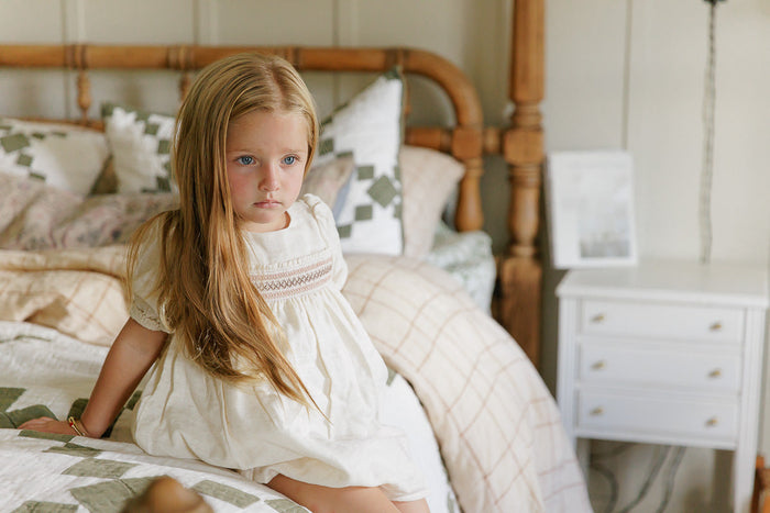 3/4 Sleeve Smocked Linen Dress – Stitch Collection