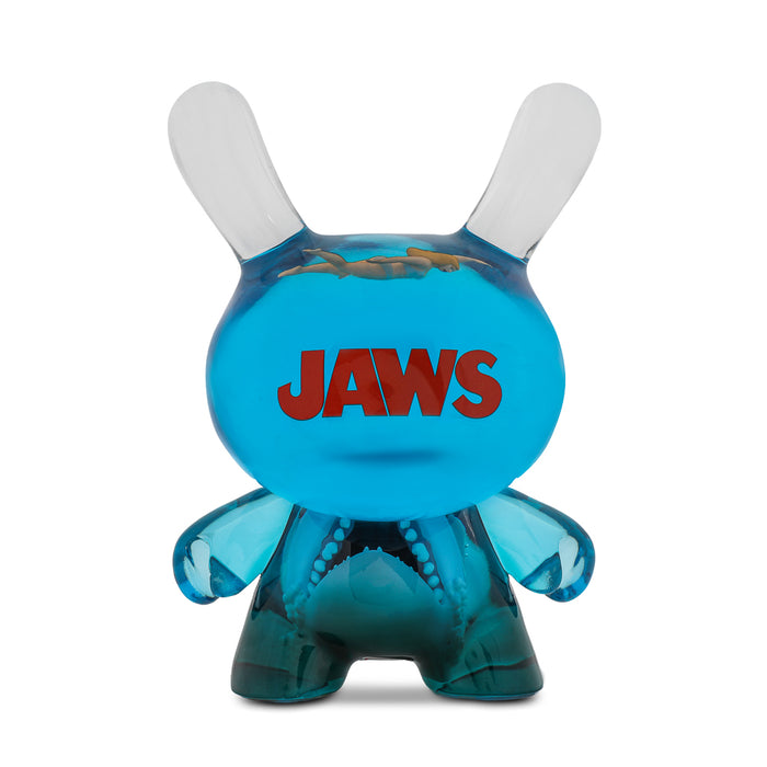 Jaws 50th Anniversary 8-inch resin Dunny art figure featuring iconic shark design and detailed collectible artwork.