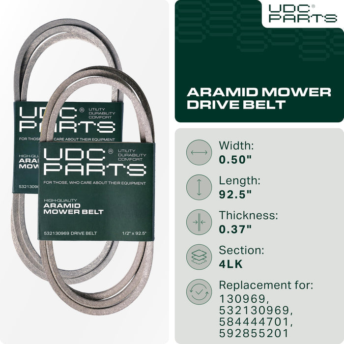 532130969, 130969 Mower Drive Belt Replacement for Husqvarna YTH18542, YTH22V46, LGT2654 & More | Aramid Cord