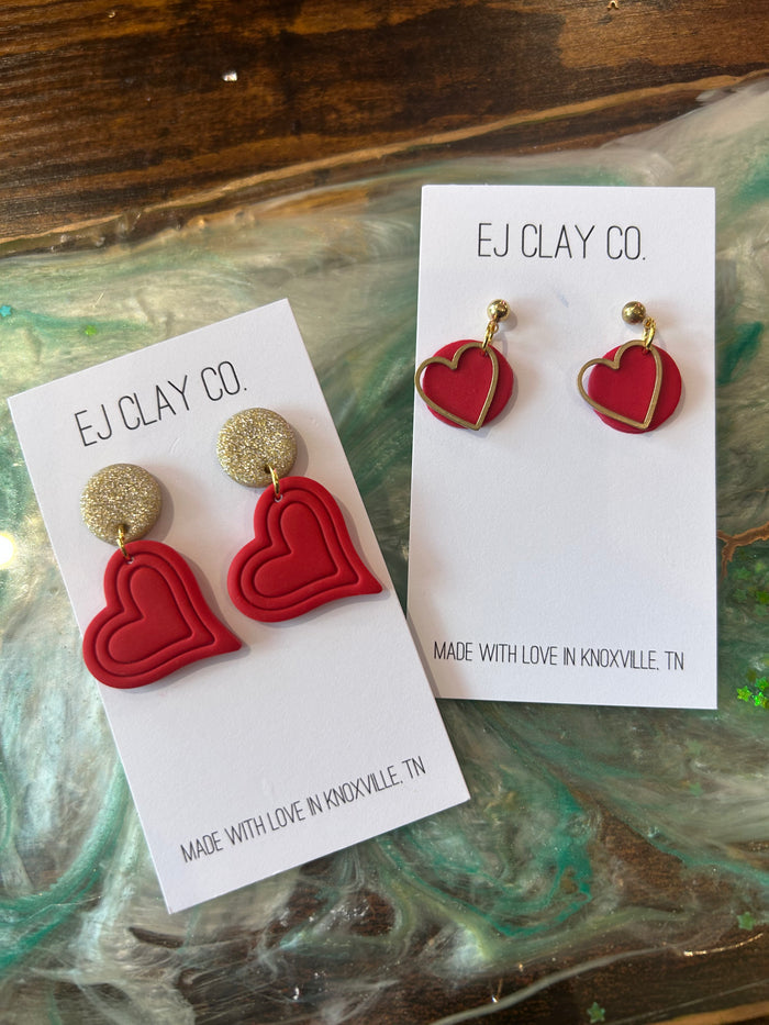 Red heart earrings 1.11