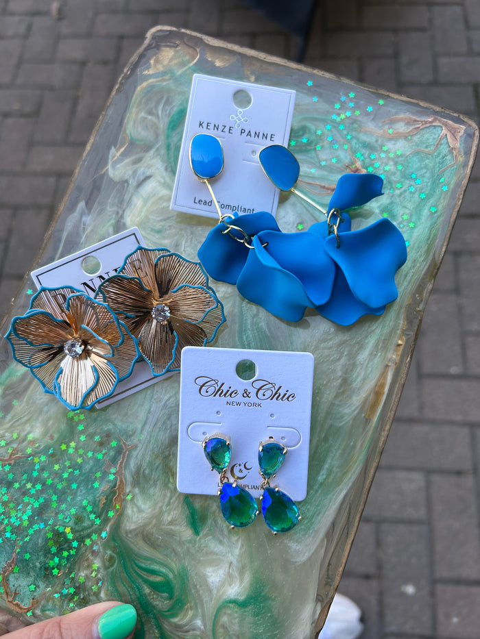 Blue derby earrings