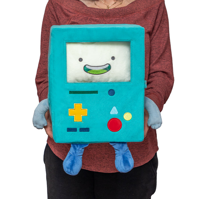 Adventure Time BMO 12-inch glow-in-the-dark interactive plush toy with soft fabric and detailed character features.