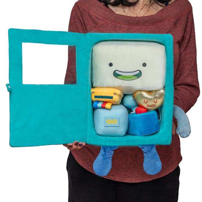 Adventure Time BMO 12-inch glow-in-the-dark interactive plush toy, soft and detailed character from the animated series.