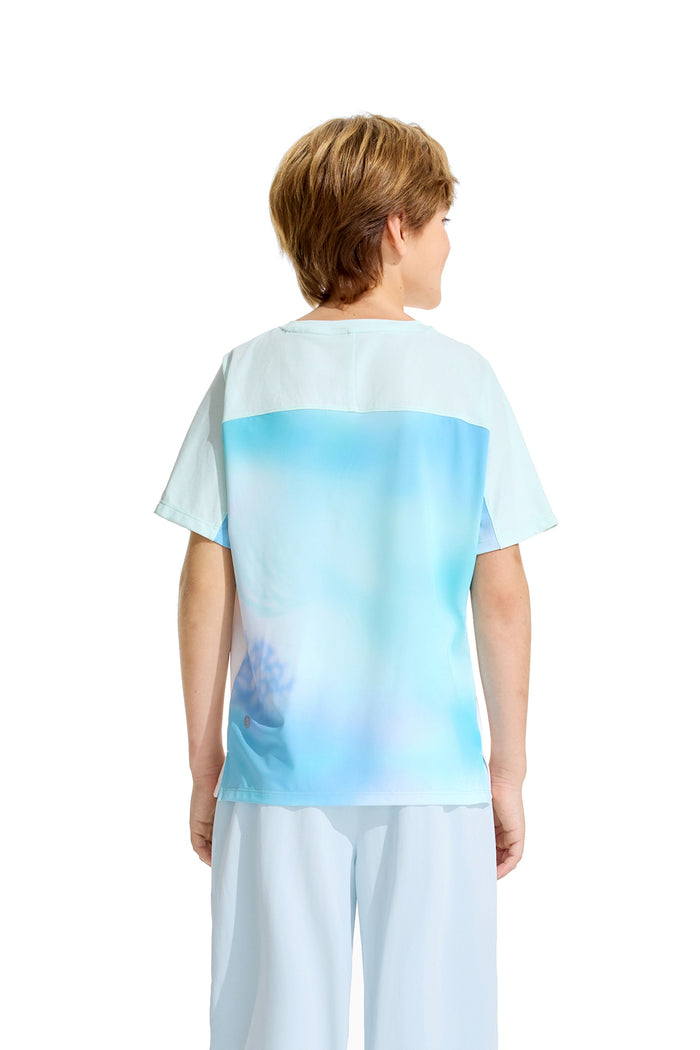 Colour Blocking Short Sleeves **Blue Glass**
