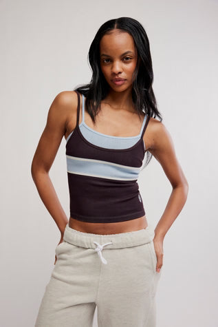 All Clear Coastline Stripe Cami in Chocolate Combo