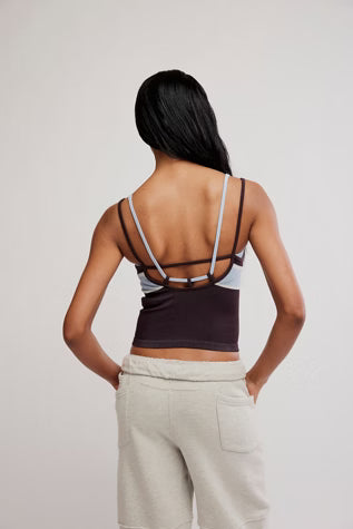 All Clear Coastline Stripe Cami in Chocolate Combo