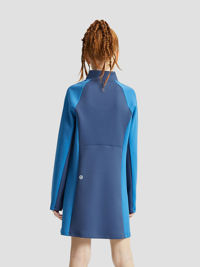 Allover Print Half Zip Dress **Blue Wing Teal**