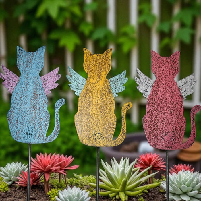 Angel Cat Plant Stake