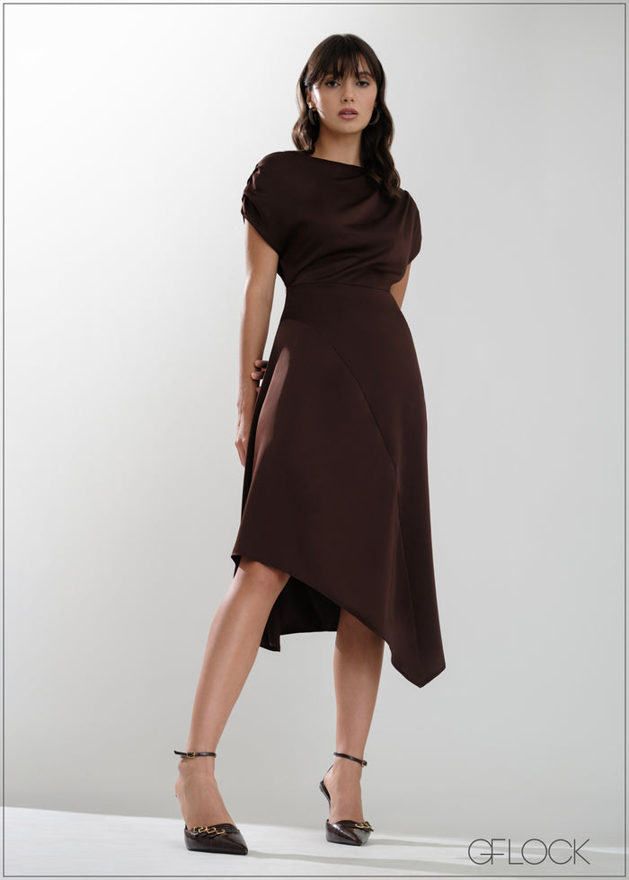Asymmetric Midi Dress - women’s dress alternate view - GFLOCK Sri Lanka