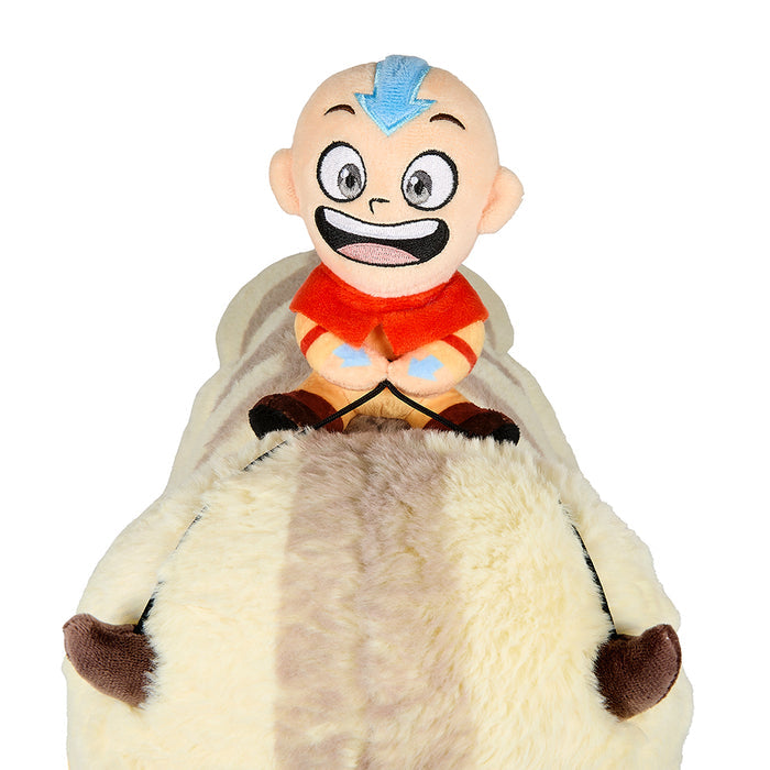 18-inch Avatar: The Last Airbender plush of Appa with Aang, featuring detailed fabric and soft plush material for fans and collectors.