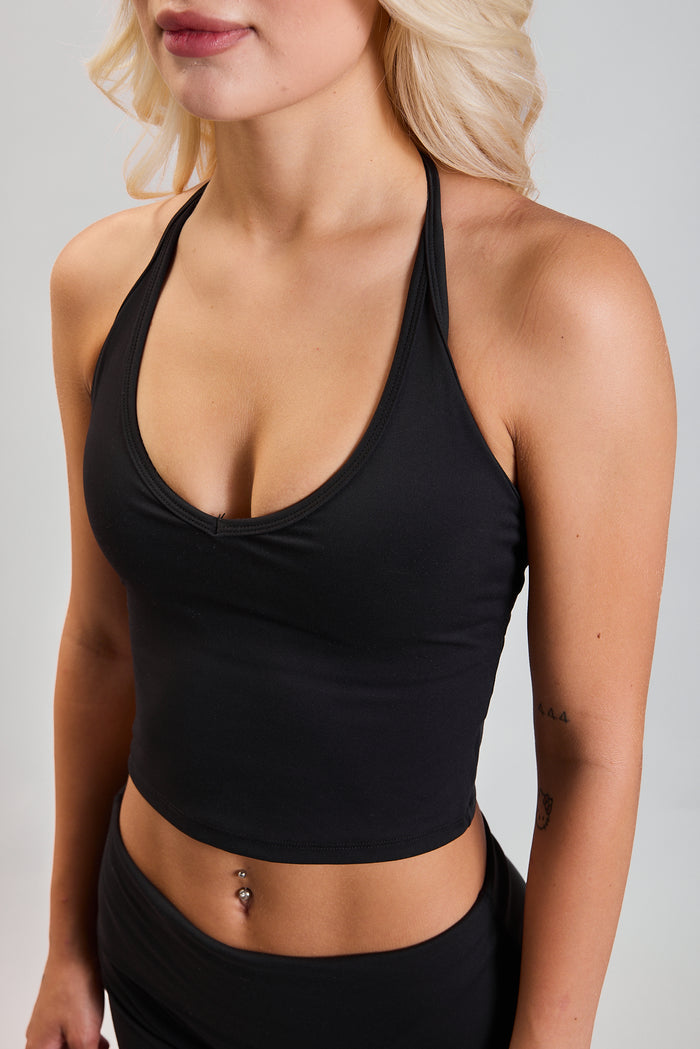 AZUR SLEEVELESS CROP TOP BLACK