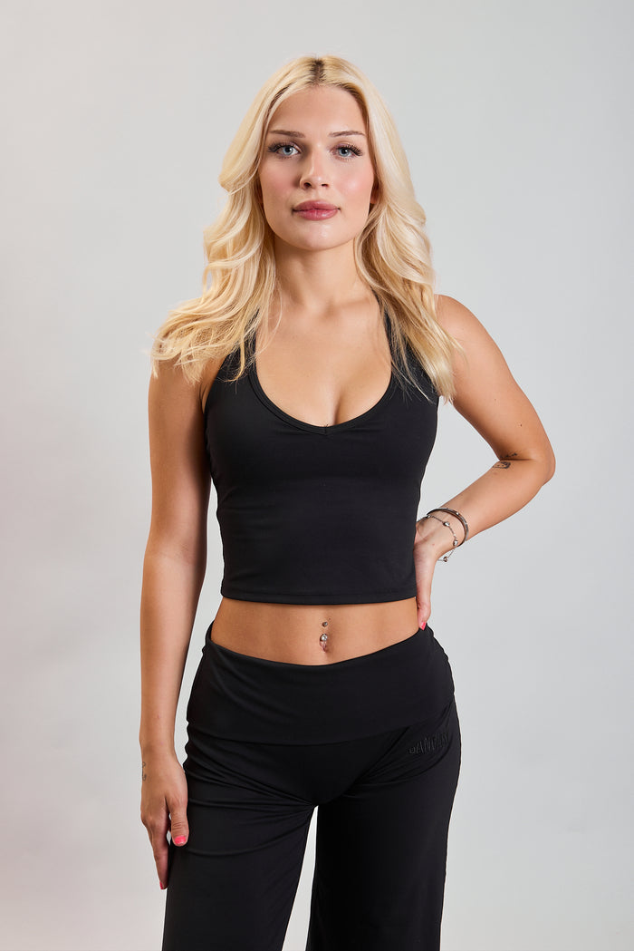 AZUR SLEEVELESS CROP TOP BLACK