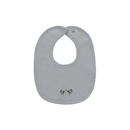 Baby Boy Bib – Ivory Blue – Embroidered