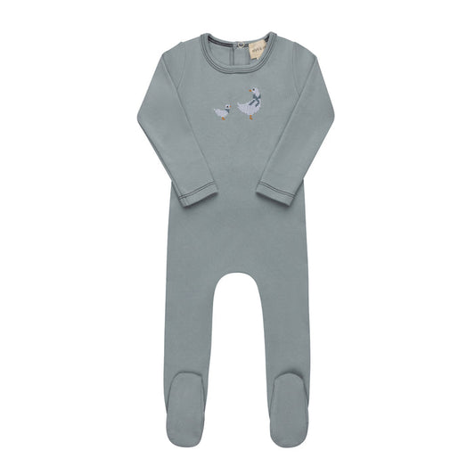 Baby Boy Footie – Blue – Cross Stitch Duckling