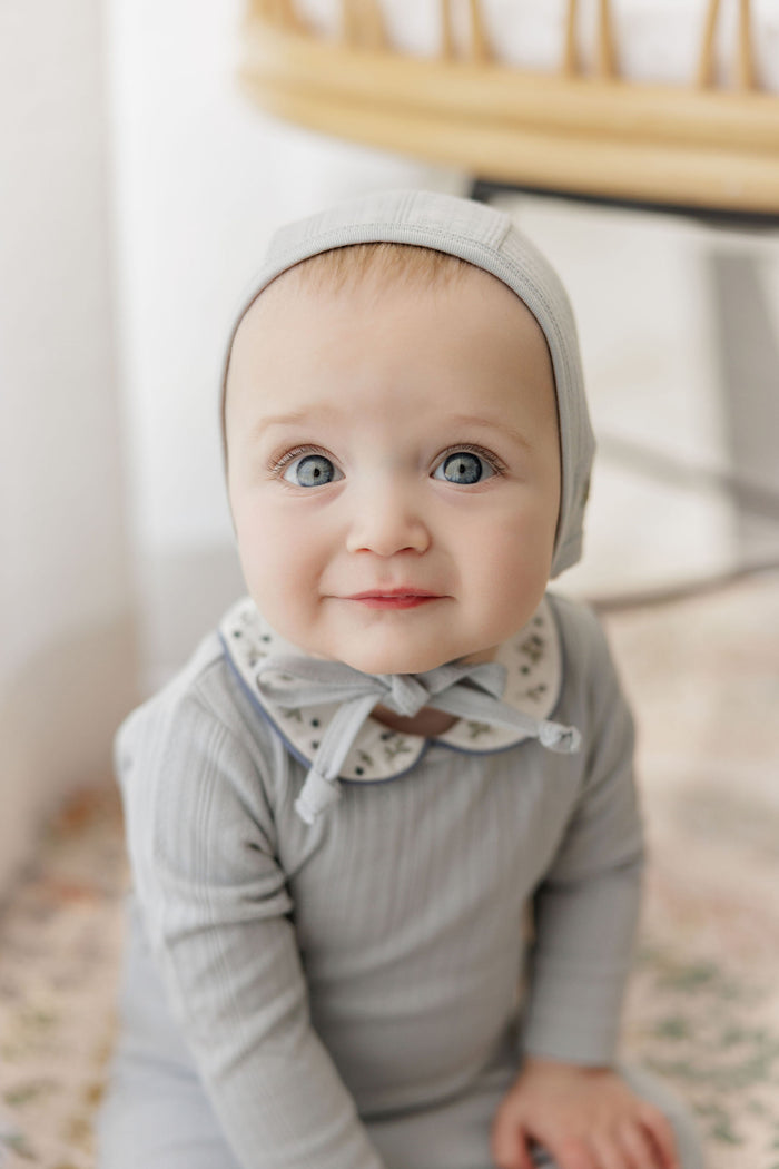 Baby Boy Footie – Blue – Embroidered Collar