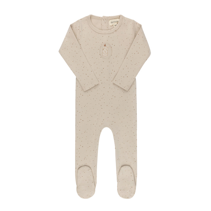 Baby Boy Footie – Tan – Speckled Bunny