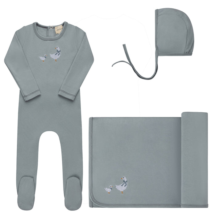 Baby Boy Layette Set – Blue – Cross Stitch Duckling